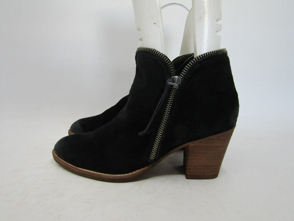 Dolce Vita Womens Sz 8 M Distress Black Suede Heeled Ankle Fashion Boots Bootie